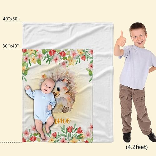 Miniatura 269 de Manta personalizada con diseño de jirafa y elefante, manta de franela suave, acogedora y ligera con nombre para sofá, cama, sofá, regalo, unisex