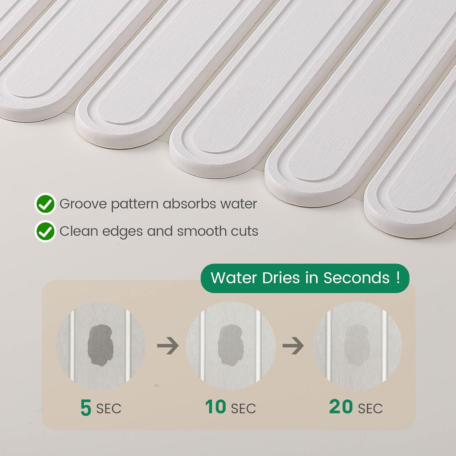 Large Stone Dish Drying Mats for Kitchen Counter, 24"×16", Instant Drying Pad, Fast Drying Collapsible Dish Drying Mat, Diatomaceous Earth Mats, Adaptable Dish Drying Rack, Ivory White