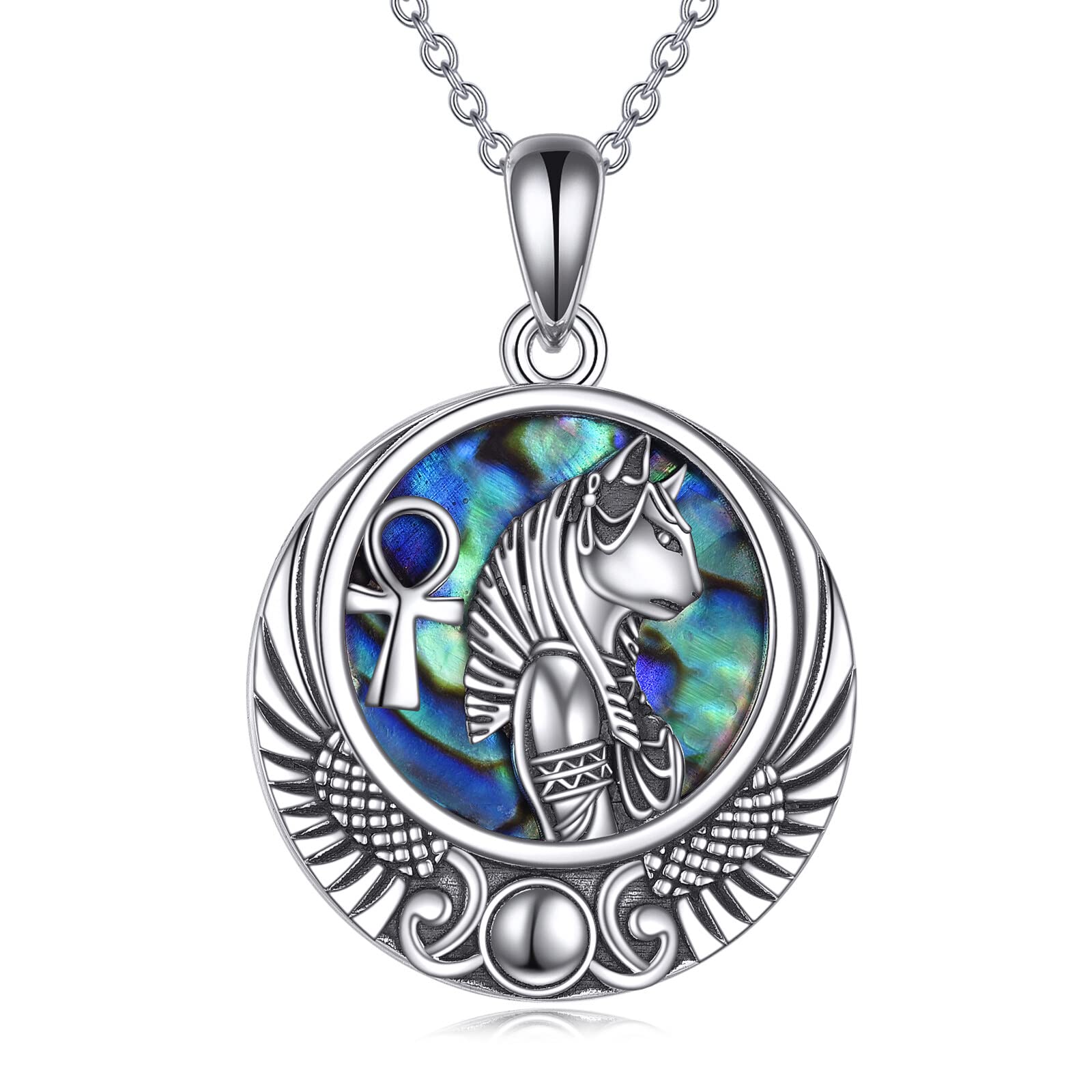 YFN Collana Egiziano Argento Sterling Ciondolo Egitto Protezione Gioielli Conchiglia Abalone Egitto Regalo per Donna Bambina Uomo