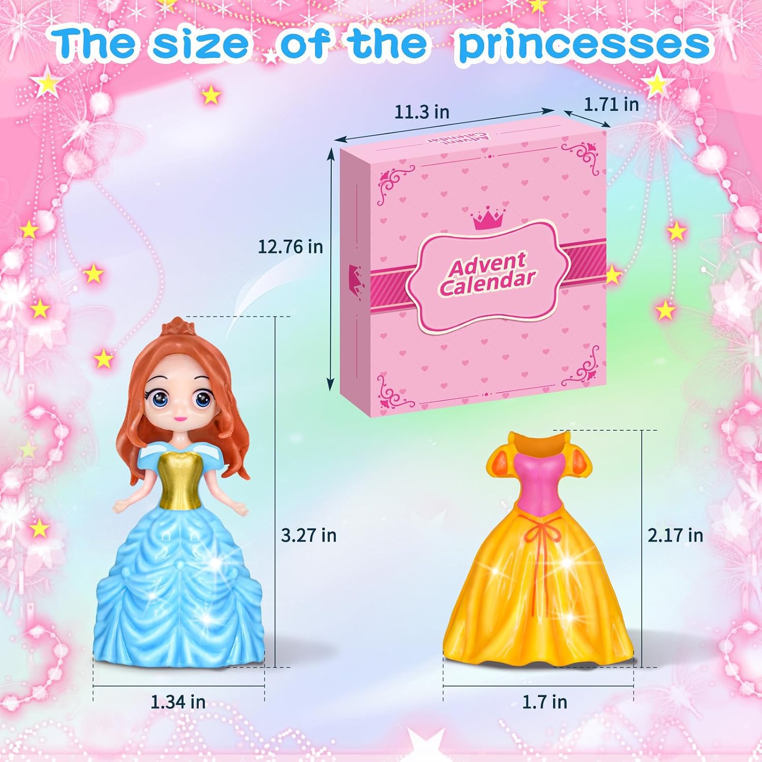 Advent Calendar 2025 Princess for Girls Christmas Gifts Deformation Dress Toys 24 Days Christmas Countdown Calendar