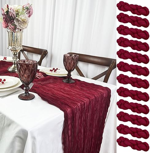 Plobeca Camino de mesa de gasa de 35 x 134 pulgadas de largo, camino de mesa natural para boda, camino de mesa bohemio, decoración de boda bohemia Plobeca Camino de mesa de gasa de 35 x 134 pulgadas de largo, camino de mesa natural para boda, camino de mesa bohemio, decoración de boda bohemia