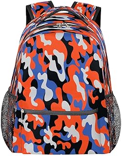 Mochilas de viagem para laptop para mulheres homens estampa de camuflagem colorida moda mochilas escolares mochilas para livros, mochilas casuais para meninos e meninas, trabalho, caminhadas, acampamento, Multicor, Medium