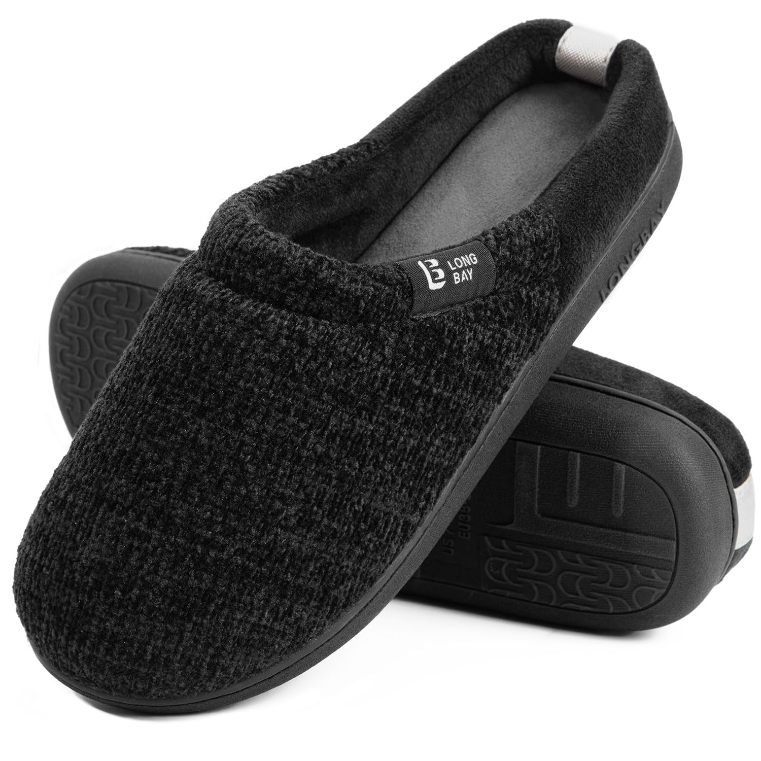 LongBay Damen Hausschuhe mit Memory Foam rutschfeste bequeme Slip-On Pantoffeln