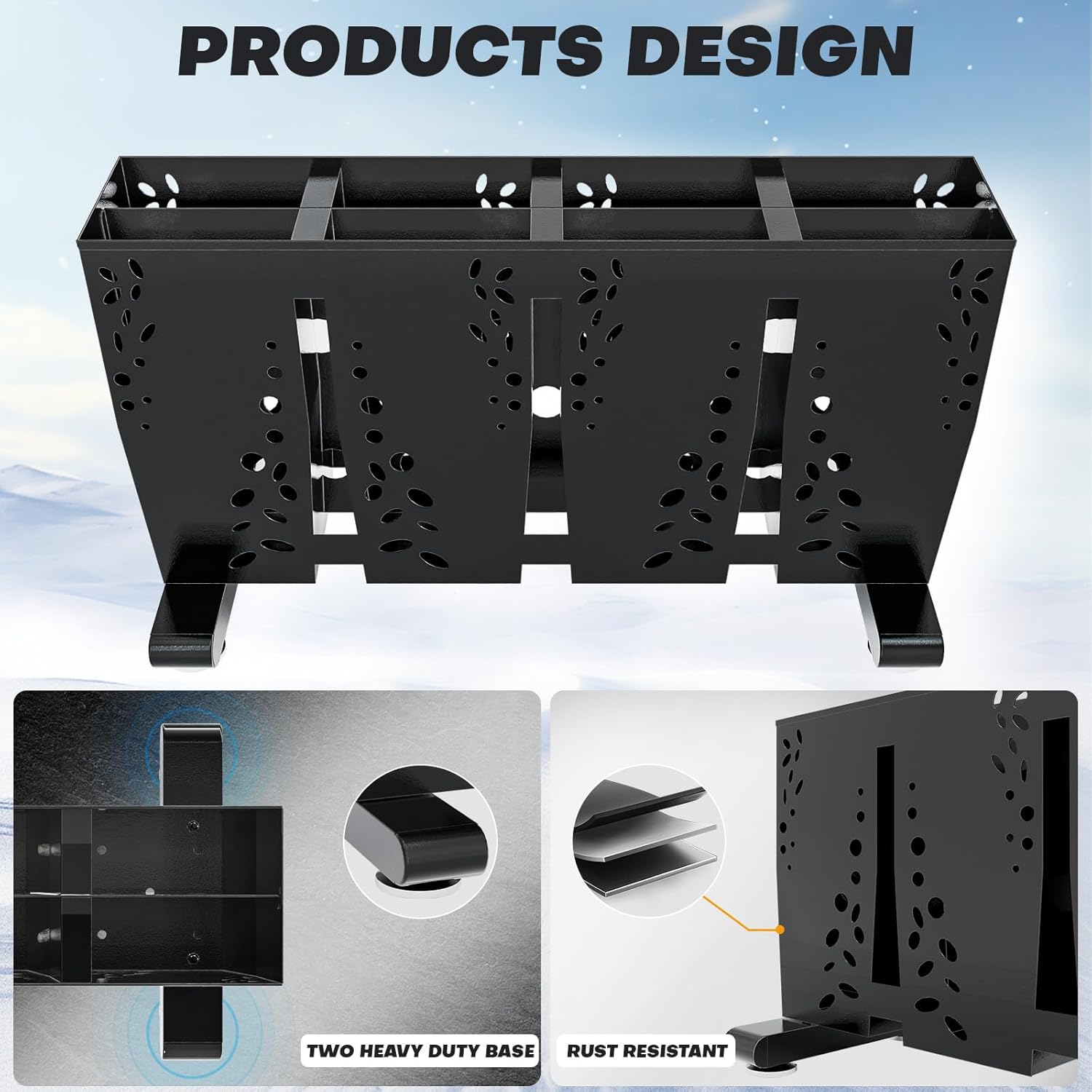 Ski Storage Rack for Garage, 4 Pair Heavy Duty Steel Freestanding Ski Storage Organizer, Indoor Ski Holder Racks for Home and Garage Storage