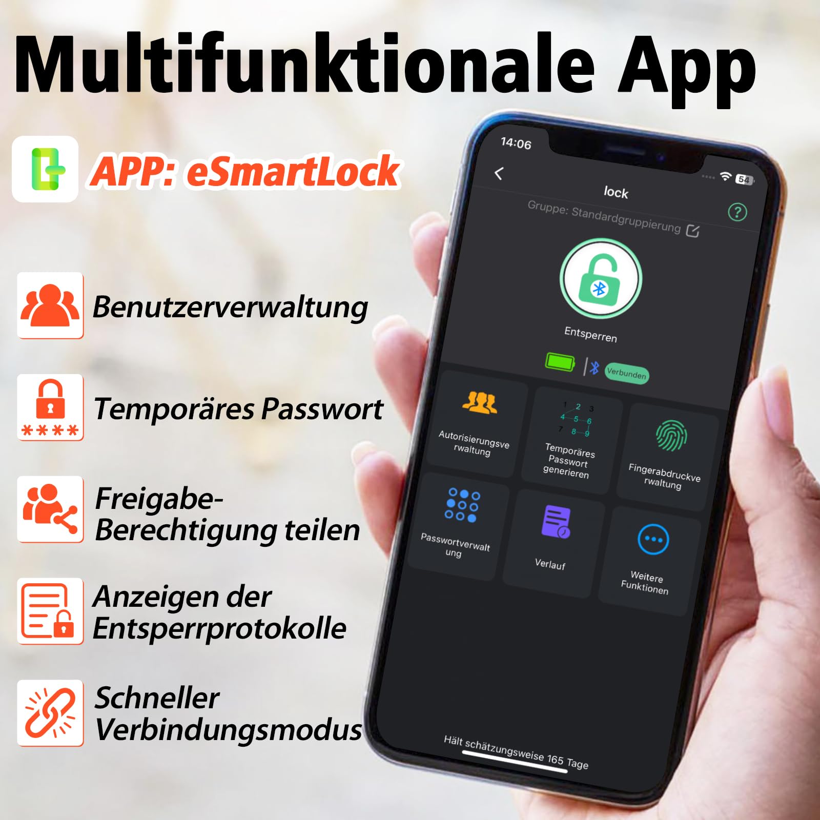 Anweller Zahlenschloss Vorhängeschloss mit Fingerabdruck, Fingerabdruck Smart Biometrie App Schloss, Vorhängeschloss Wetterfest für Gartentor, Spind, Fitnessstudio, Schulschrank, Keller