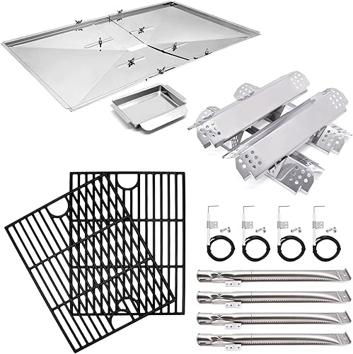 Piezas de repuesto para parrilla Nexgrill 720-0830H, 720-0830D, bandeja de grasa ajustable de 24 a 27 pulgadas, rejillas de hierro fundido de 17