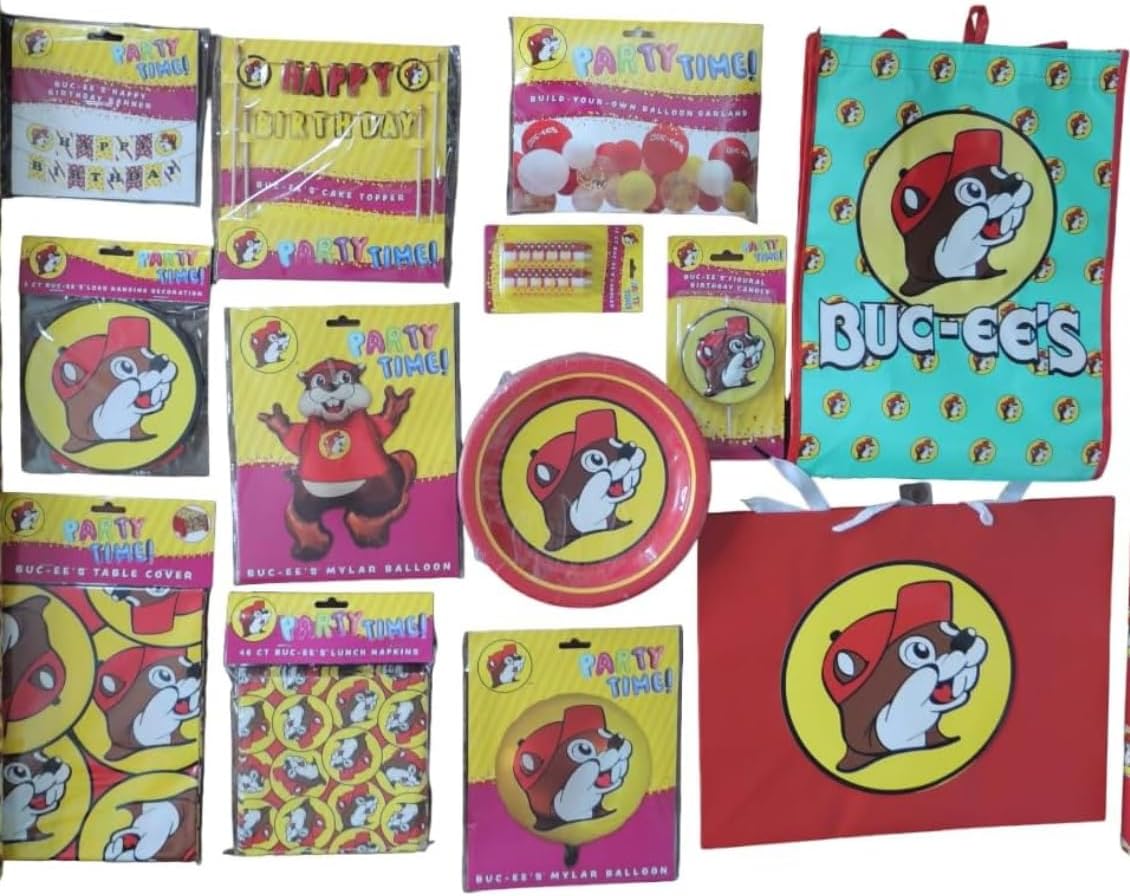 Buc-ee's Beaver Party Time Bundle - Happy Birthday - All in One Pack - Decorations - Supplies - Kit - Celebration - Gift