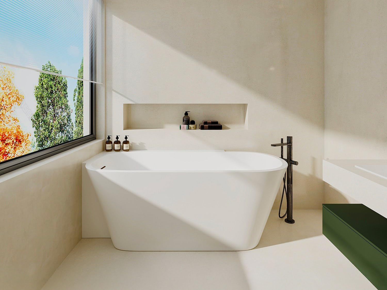 Vente-unique - Bañera esquinera - 225 l - acrílico - 160 x 78 x 58 cm - esquina izquierda - blanco - RIVASO