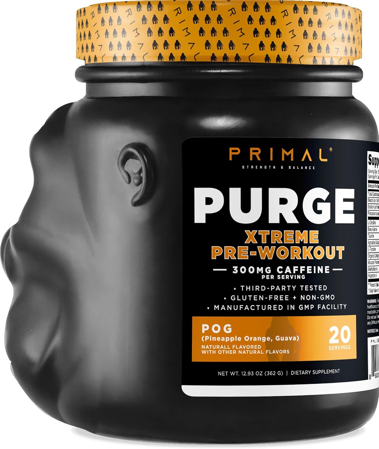 Primal Purge Xtreme Pre-Workout (Pineapple Orange Guava Flavor) (20 Servings) - Gluten-Free + Non-GMO