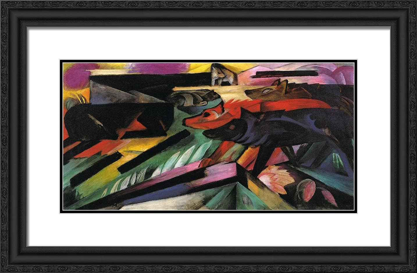 ArtDirect Marc, Franz 24x16 Black Modern Framed Art Print Titled: The Wolves - Balkan War