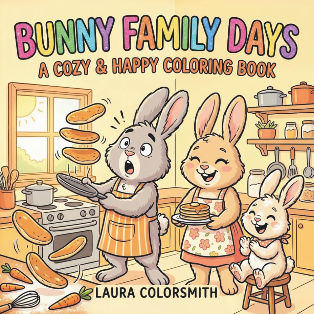 Bunny Family Days - A Cozy & Happy Coloring Book: Adorable Bunny Coloring Pages with Cozy and Happy Family Scenes for Kids and Toddlers (Coloring book with animals)