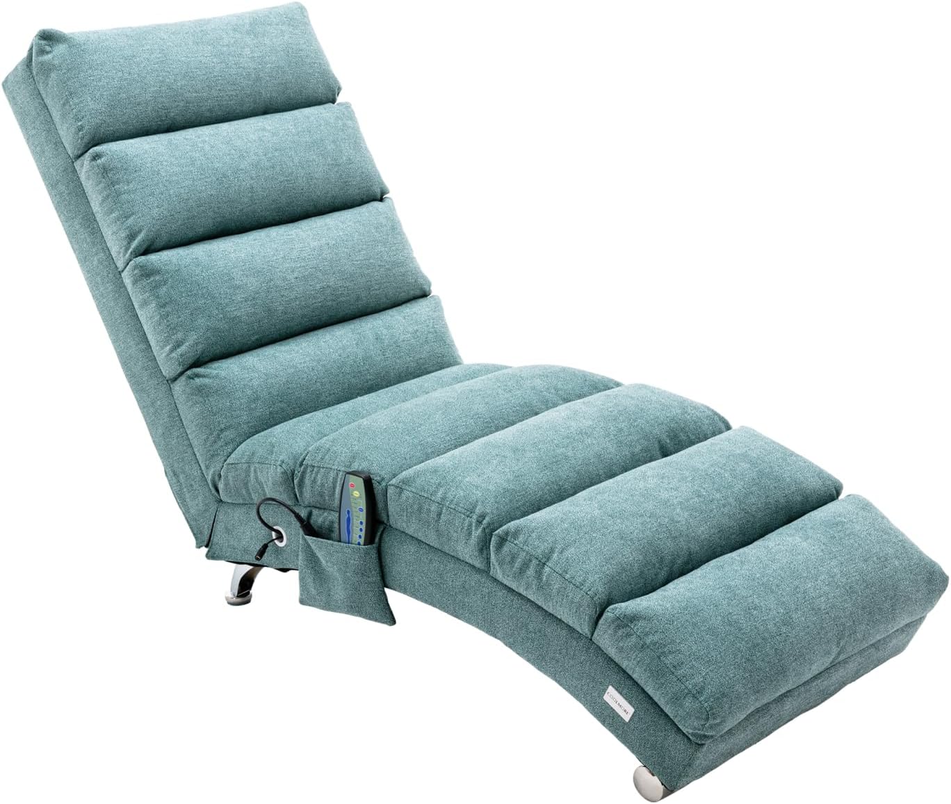 TRIPLE TREE Linen Chaise Lounge Chair,Electric Massage Recliner Chair Sleeper Chair,Modern Upholstered Long Lounger for Office,Living Room,Bedroom,Teal