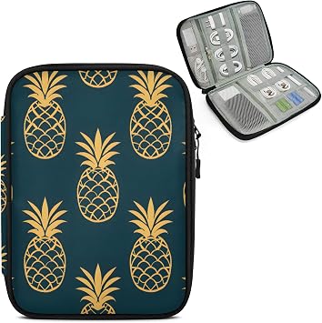 Pineapple Travel Cord Organizer Case for Women Men Golden Tech Electronic Accessories Bag for Cord, Charger, Phone, USB, SD Card
