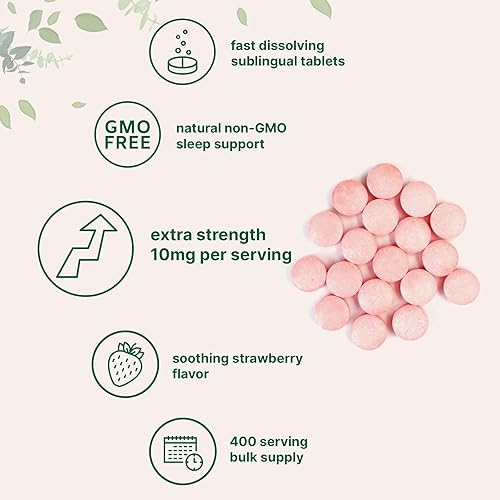 Miniatura 3 de Micro Ingredients Melatonina 10 mg, 400 tabletas Sabor natural de fresa Disolución rápida Sin drogas Apto para vegetarianos Sin OMG, sin