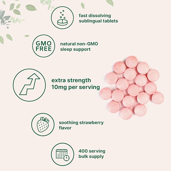Micro Ingredients Melatonin 10mg, 400 Tablets | Natural Strawberry Flavor | Fast Dissolve | No Drug | Vegetarian Friendly | Non-GMO, No Gluten, Sugar Free