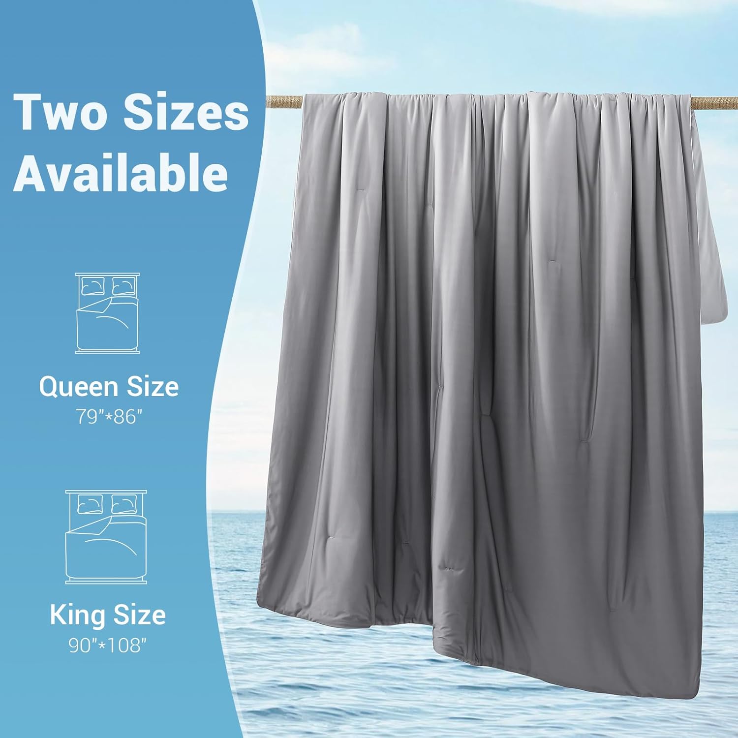 Elegear Cooling Comforter Queen Size Absorb Body Heat to Keep Cool, Double-Sided Cooling Blanket for Hot Sleeper Arc-Chill Cool Fabric Q-Max>0.5, Lightweight Summer Comforter Ice Blanket,Gradient Gray - Image 8