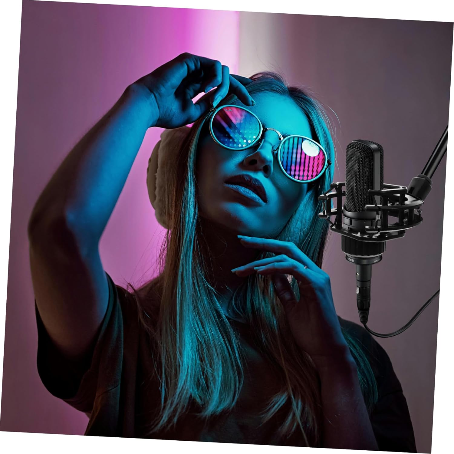 Wakauto 4pcs Professional Recording Microphone Stand Shock Mount Holder for Gaming Podcasting Singing