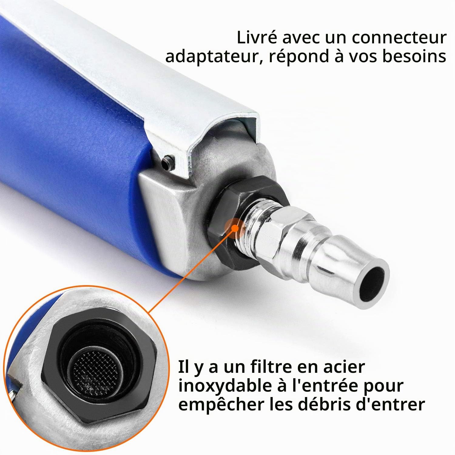 QWORK® Cléà cliquet à air 1/2" / 12.5mm à cliquet à air ultra rapide et robuste, couple maximal de 85 N.M