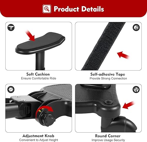 Miniatura 8 de Tabla universal para cochecito de bebé con asiento desmontable, 2 en 1 para sentarse y estar de pie para la mayoría de los cochecitos, soporta niños
