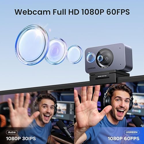 UGREEN FineCam Webcam Full HD 1080P 60FPS Caméra USB PC Mise au Point Fixe - 2