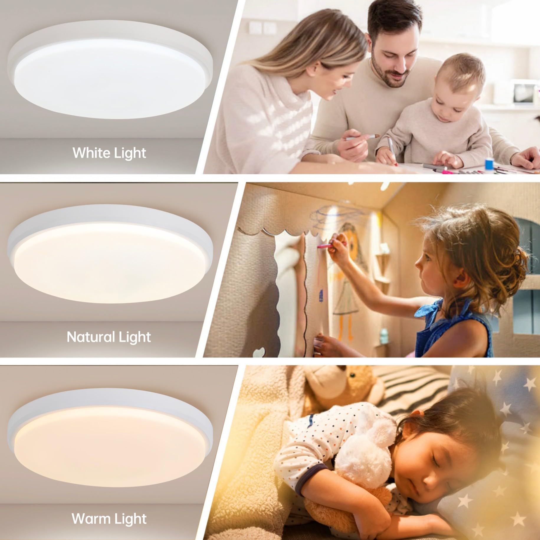 JDONG Plafoniera LED 24W Ø 30CM Cambia Colore Stellato Dimmerabile Bianco Caldo - Bianco Freddo 3000-6500 Kelvin Plafoniera RGB Compatibile con Amazon Alexa