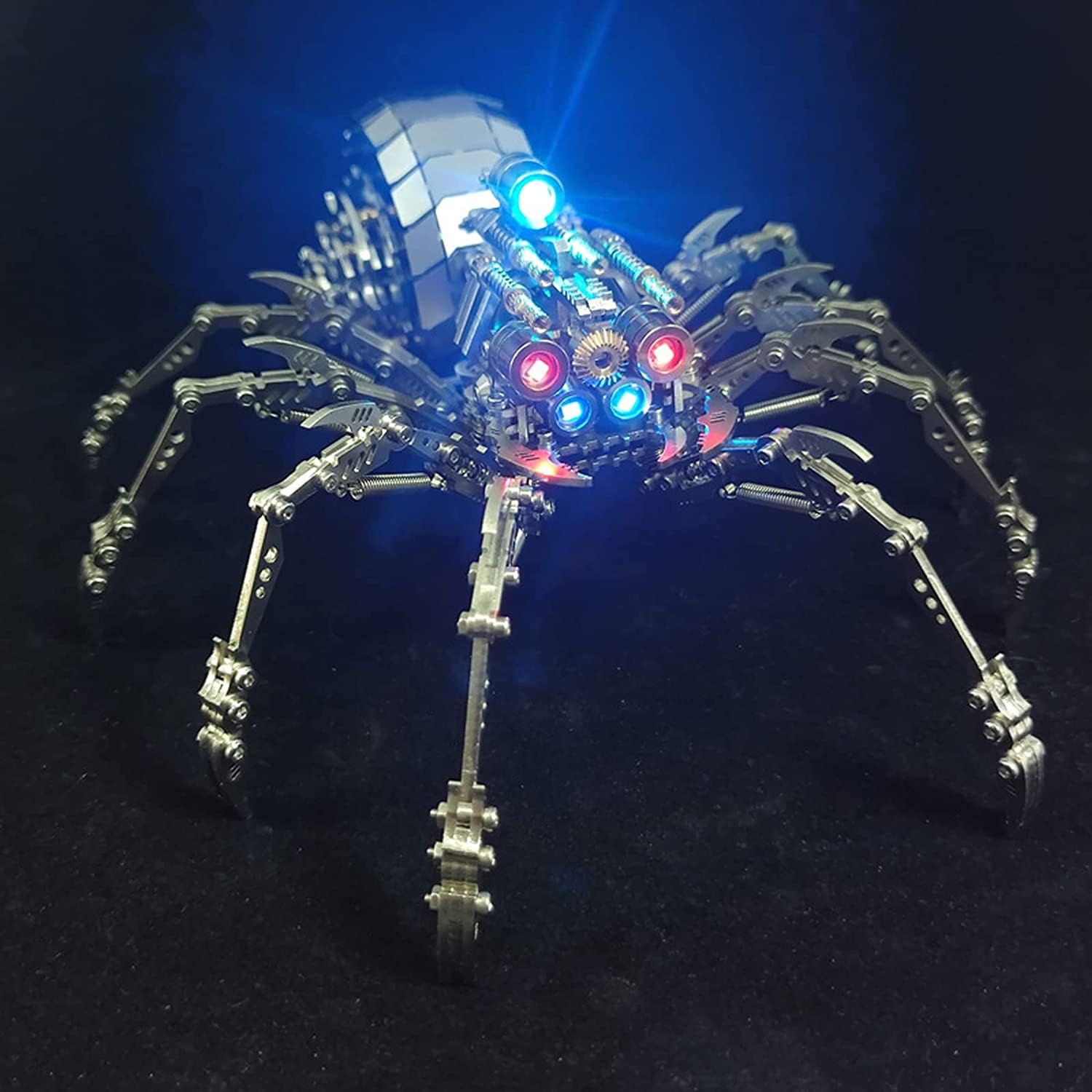 3D Metall Puzzle Spinne Modell Kit mit Licht,DIY 3D Puzzle Metall Erwachsene Spinne mit Werkzeugsatz,3D Modellbausatz Desktop Spielzeug Geschenke