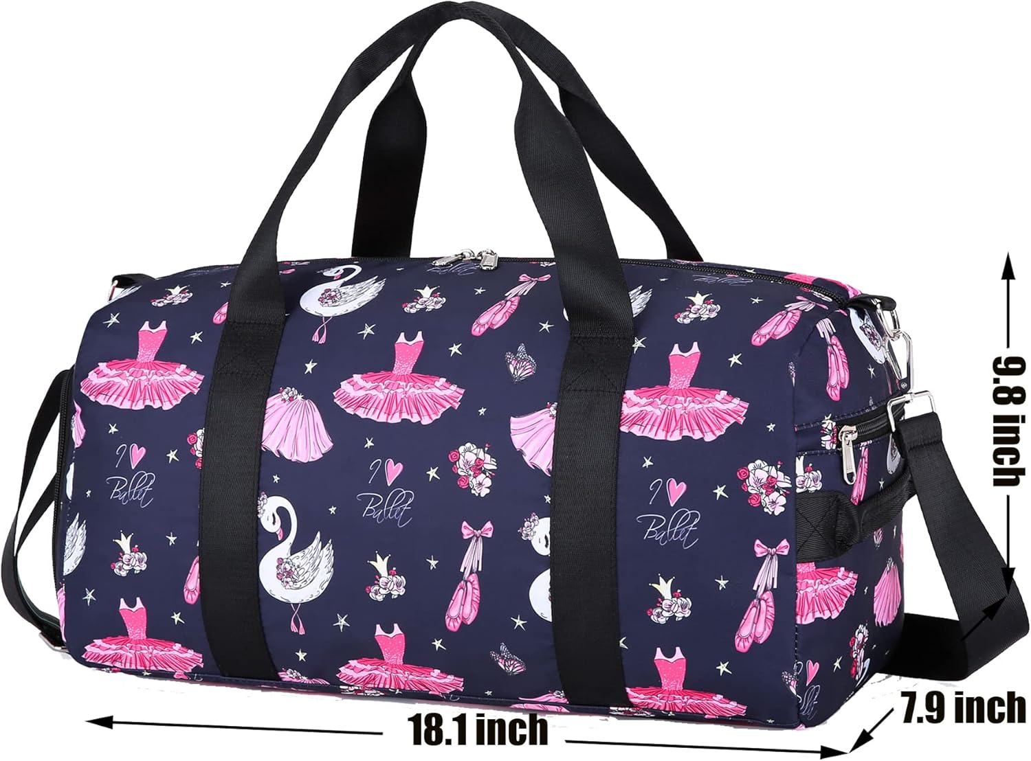 Dance Bag Girls Gymnastics Duffle Bag with Shoe Compartments, Pink Ballet Sports Travel Overnight Weekender Sleepover Carry On Bag for Teens - Image 2