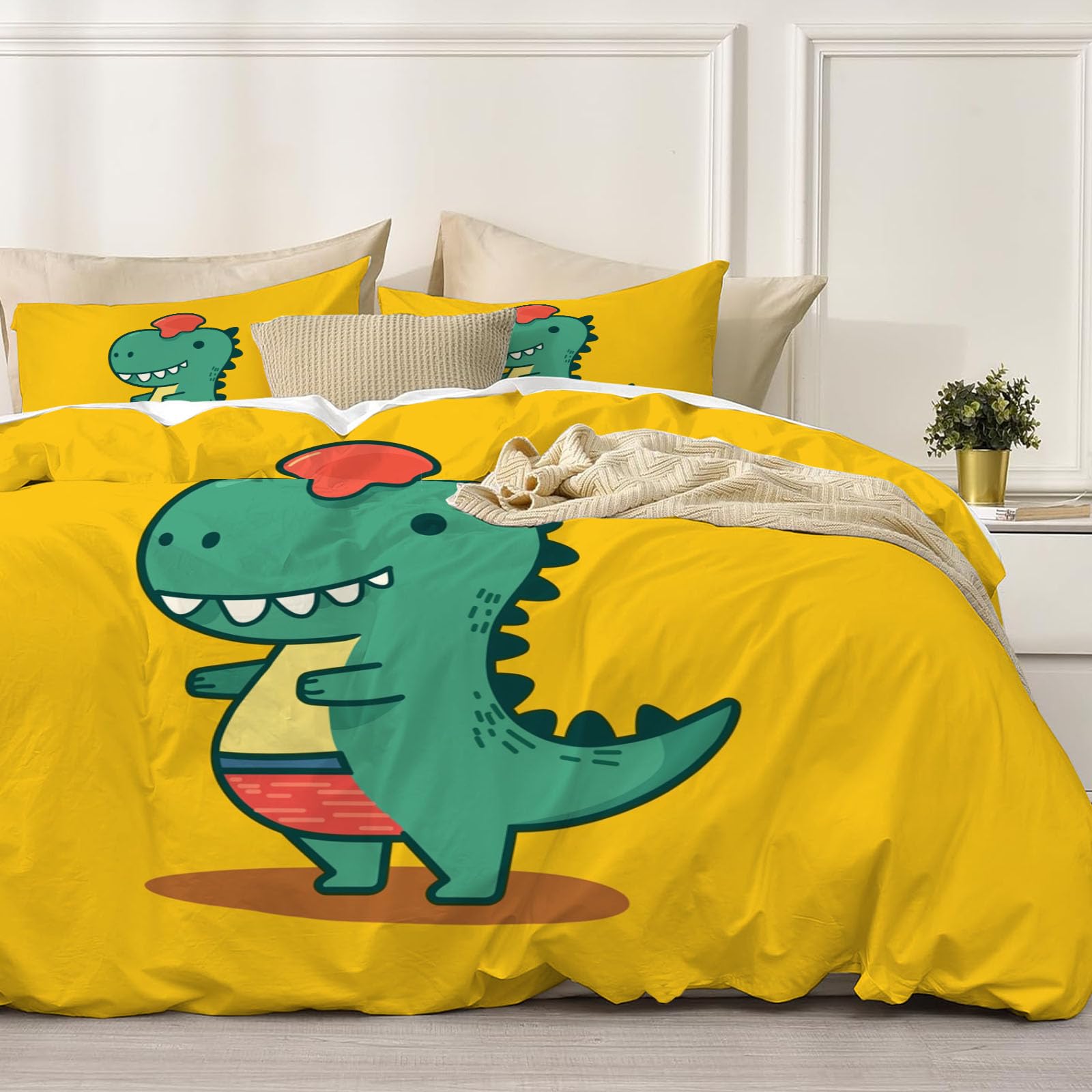 Housse de couette 220x240 dinosaure pour pimper une chambre d'ado curcuma