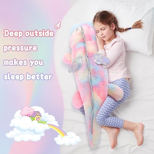 Miniatura 3 de MorisMos Animales de peluche con peso de 6 libras de 36 pulgadas, peluche gigante de felpa con peso, almohada de dinosaurio para adultos, niñas y