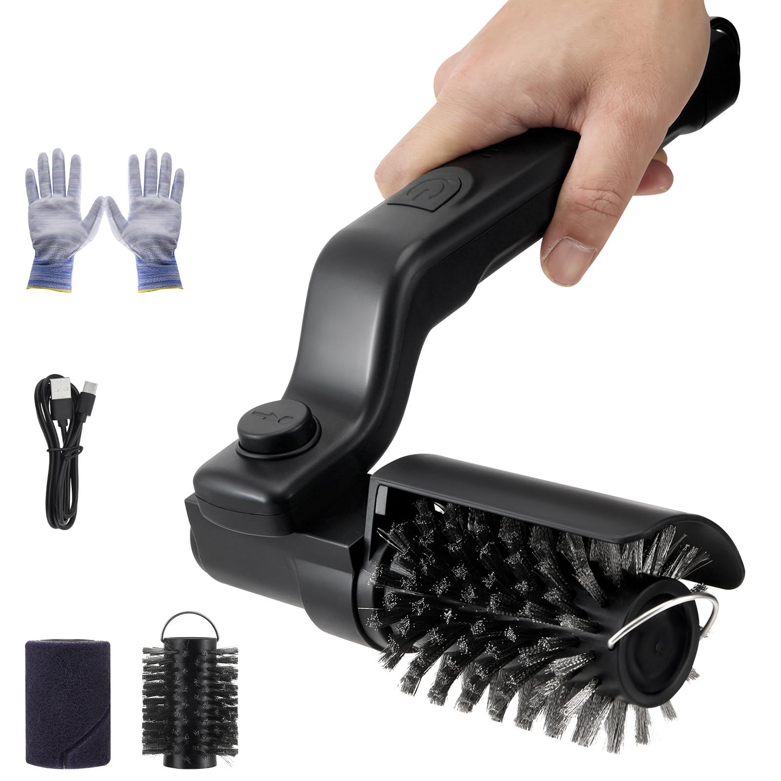 Brosse Électrique pour Barbecue, Tête Rotative en Acier Inoxydable, Réglable à 180°, Nettoyage à 3 Niveaux, Autonomie de 90 Minutes, Nettoyeur de Grill sans Poils pour Barbecue Extérieur