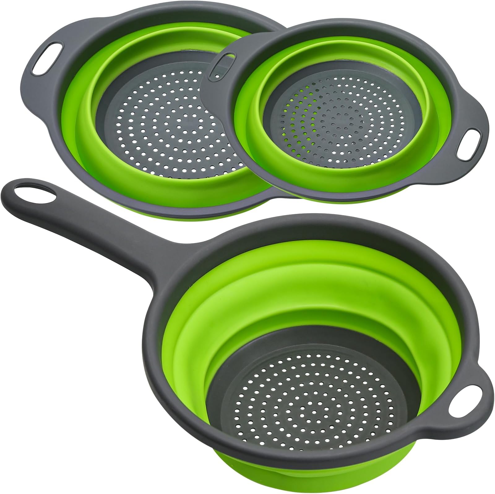 ZOOTSING Pack of 2 Foldable Silicone Filter Baskets, Foldable Colander Strainer Set, Foldable Silicone Filter Baskets, Colander, Pasta Strainer, Kitchen Strainer, Washing Bowl for Pasta, Fruit,