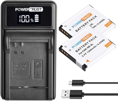 2Pack NB-8L NB8L Battery and LED USB Charger for Canon PowerShot A2200 A3000 is A3100 is A3150 is A3200 is A3300 is A3350 is