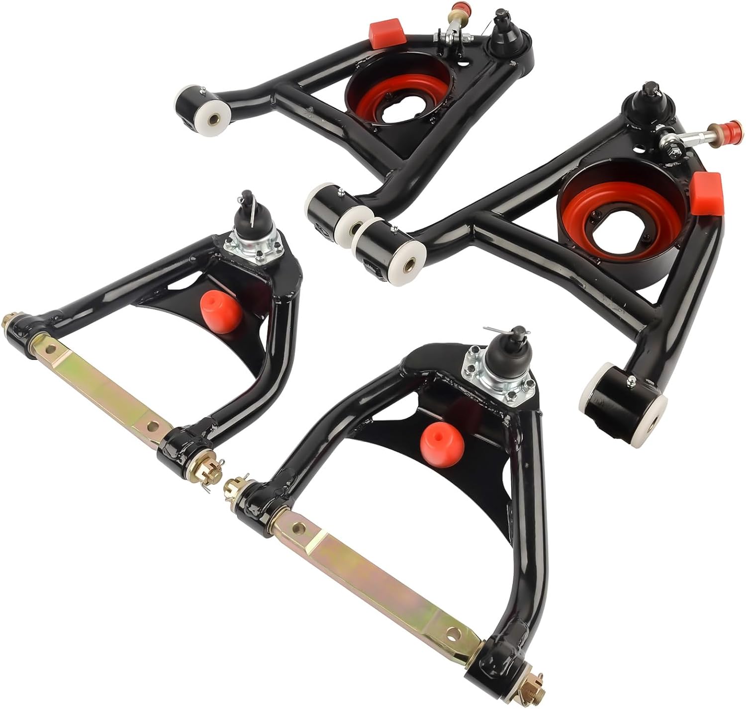GELUOXI Tubular Upper Lower Control Arms Set Replacement for Chevy Chevelle Monte Carlo Malibu El Camino Lemans GTO Grand Am Buick Skylark Cutlass 1964-1972