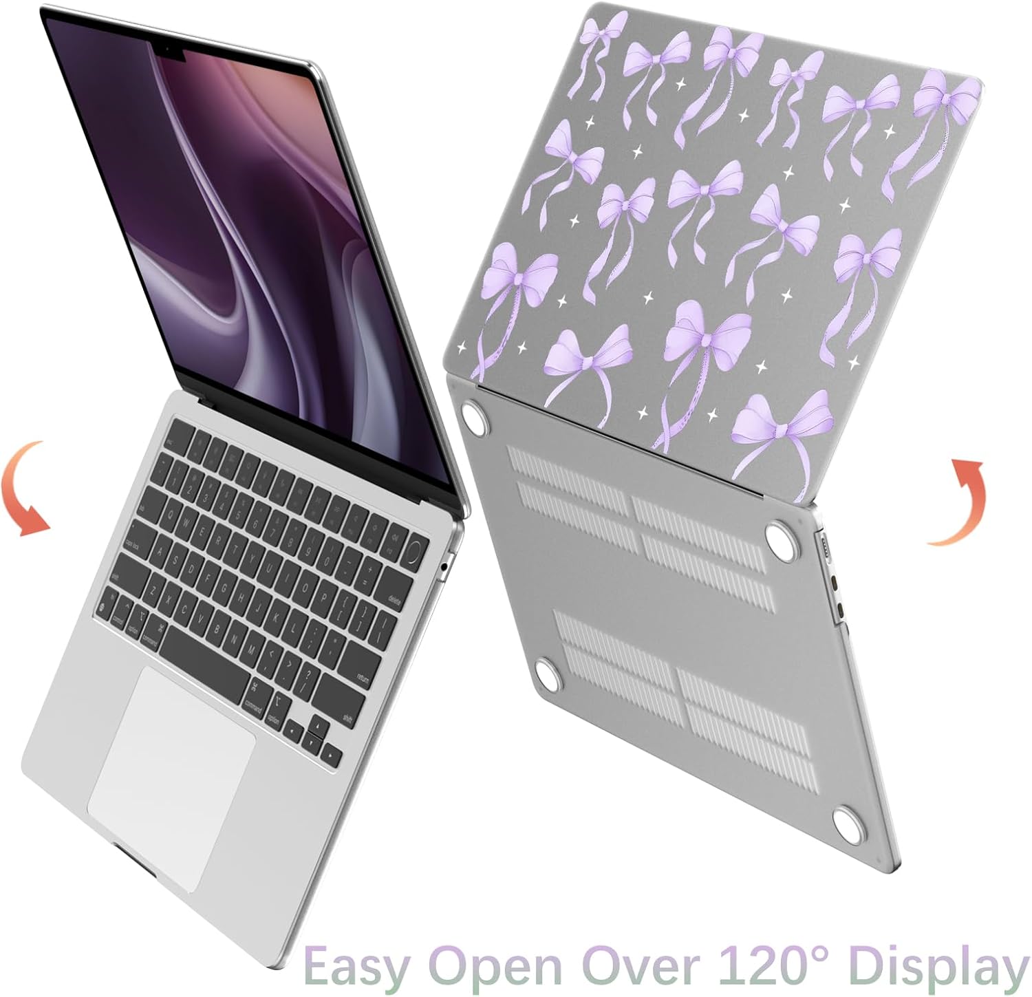 Compatible with MacBook Air 13 inch Case M1 A2337 A2179 A1932 2022 2021 2020 2019 2018 Release, Cute Purple Ribbon Bow Protective Hard Shell Matte Cover for MacBook Air 13.3 inch