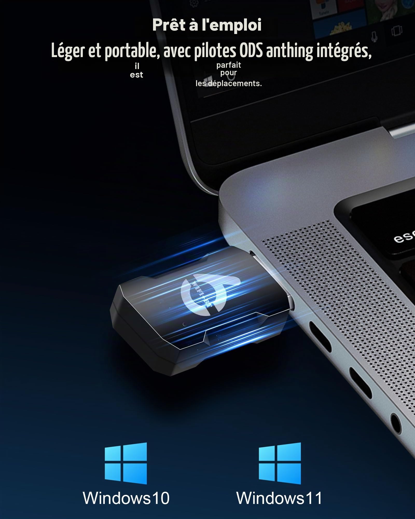 RUIZHI Bluetooth Clé WiFi AX900Mbs WiFi 6 Doublebande 5.8 GHz 2.4 GHz 5.3 Bluetooth USB 2.0 Dongle Mini Adapter Compatible Windows 11/10
