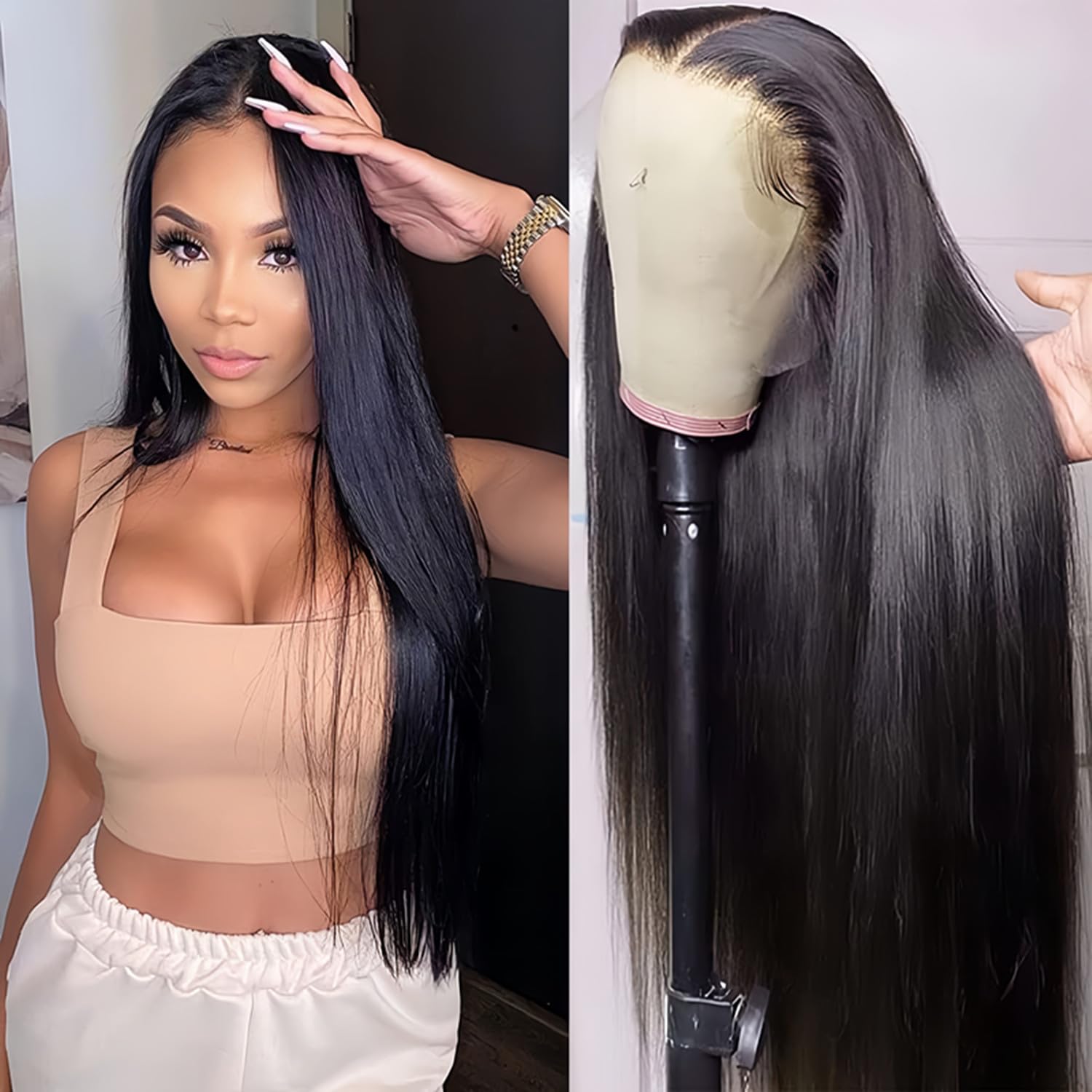 32 Inch 13X6 Lace Front Wigs Human Hair 210% Density Straight HD Lace Front Wigs Human Hair Pre Plucked Glueless Wigs for Women With (32Inch)