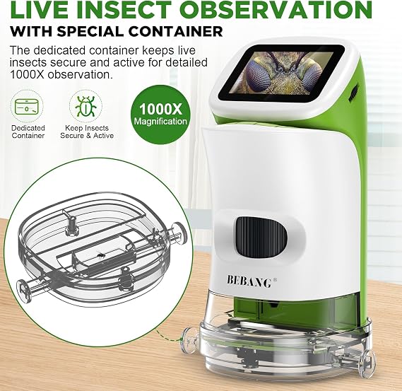 Kids Digital Microscope with Detachable Stand: STEM Science Kit Gift Toys