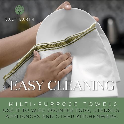 Miniatura 7 de Salt Earth Toallas de cocina de algodón, tamaño 24 x 14 pulgadas, juego de 4 toallas de cocina 100% algodón hilado en anillo, absorbente, secado