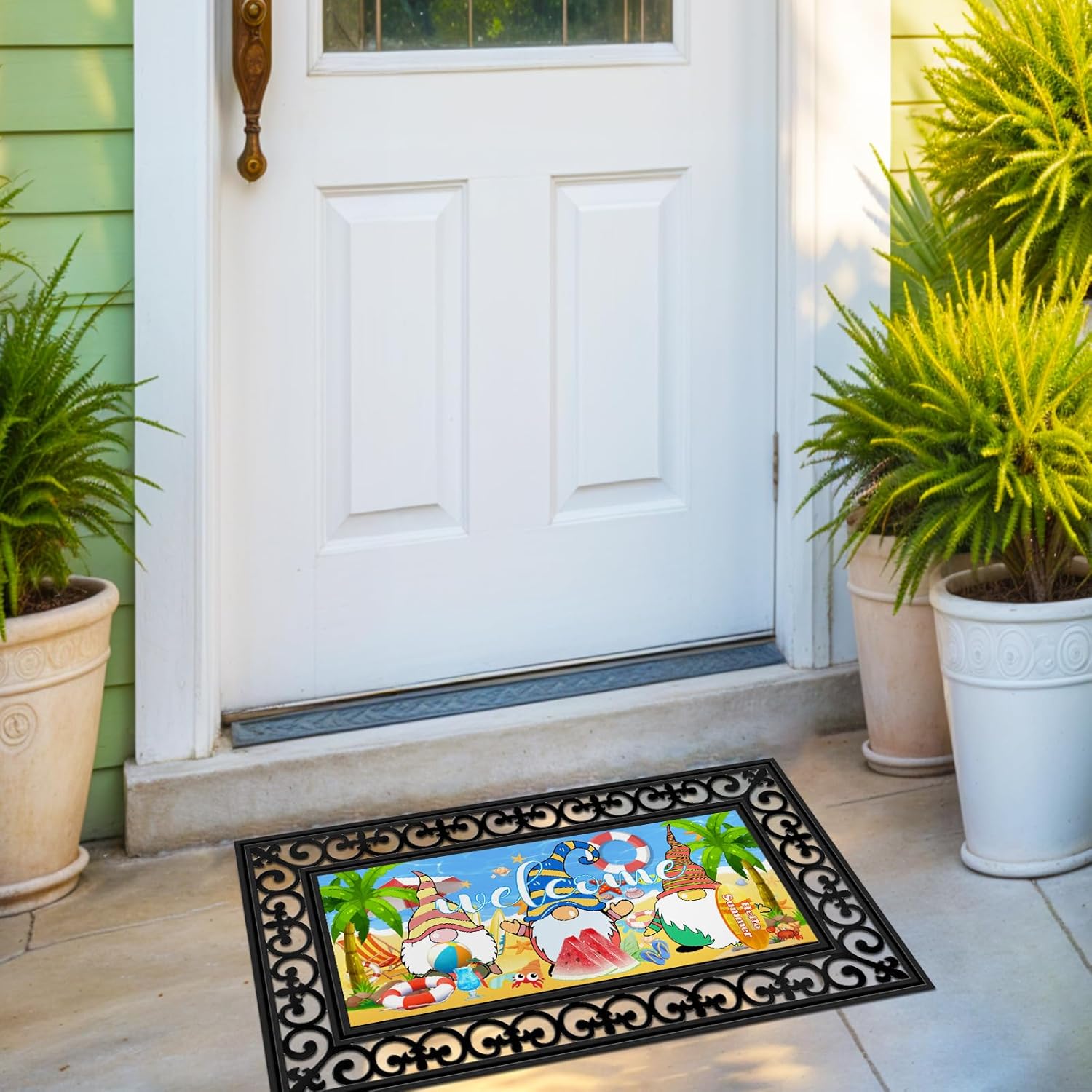 4pcs Doormat Inserts - 4 Seasonal Interchangeable Entrance Doormats Inserts Gnome Style Welcome Mat Outdoor for Spring Summer Fall Winter Front Door Outdoor Indoor 22in x 10in All Seasons