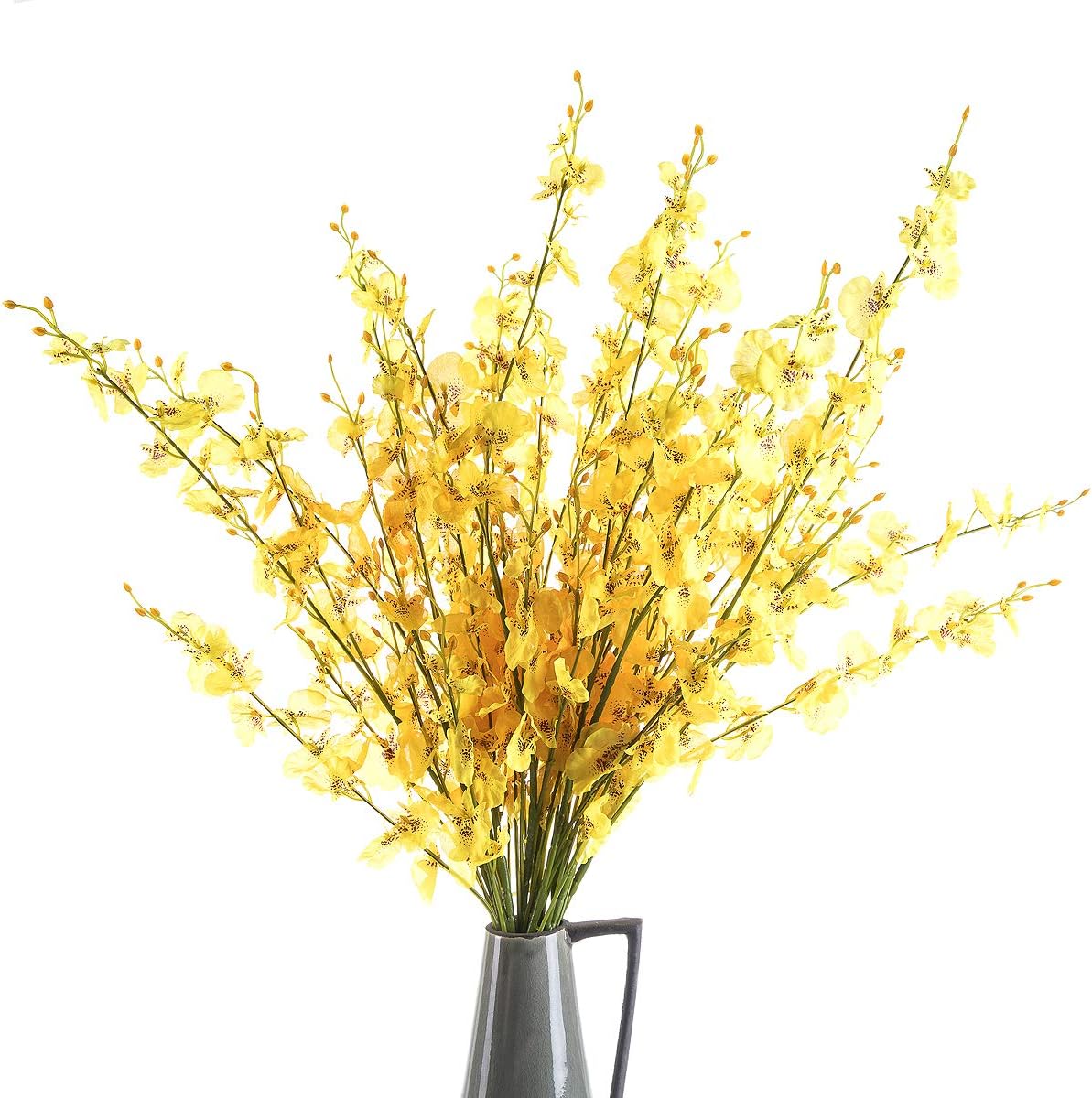 CountryGrass 12 Pieces Artificial Flower 39.4" Long of Orchids Fake Silk Plants Real Touch Silk Fake Orchids Flowers in Bulk for Wedding Home Office Party Hotel Restaurant or Yard Decoration (Yellow)