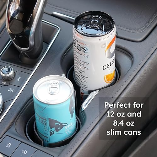 Miniatura 3 de C - Adaptador de portavasos de automóvil flexible y delgado (negro (paquete de 1), fabricado en Estados Unidos, asegura bebidas energéticas de 12