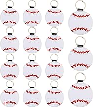 Framendino, 15 Pack Leather Baseball Blank Keychains Writable Paintable Bulk Sport for DIY Craft Supplies Women Men Teens