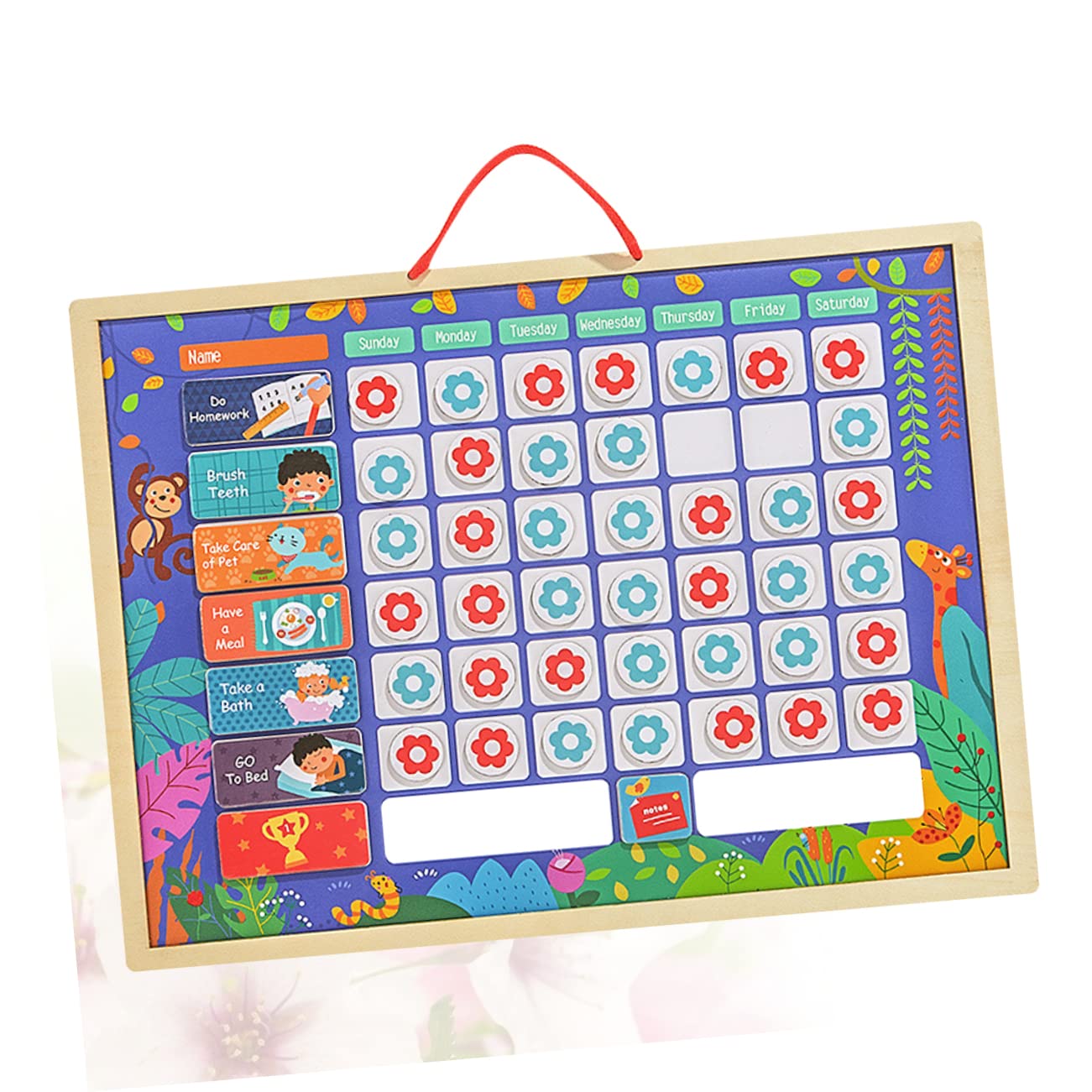NUOBESTY Tabla de Recompensas de Comportamiento para Niños de Madera
