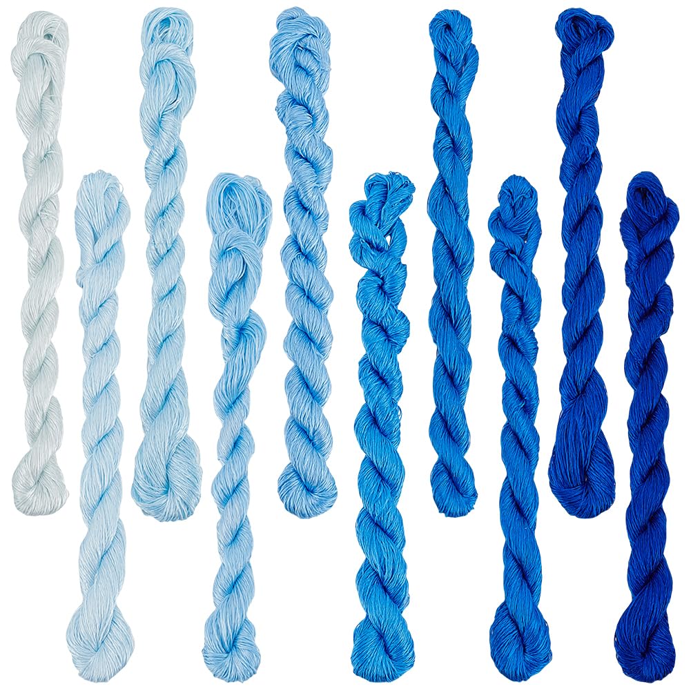 Fils à broder en soie naturelle pour personnaliser vos vêtements avec un dégradé bleu unique