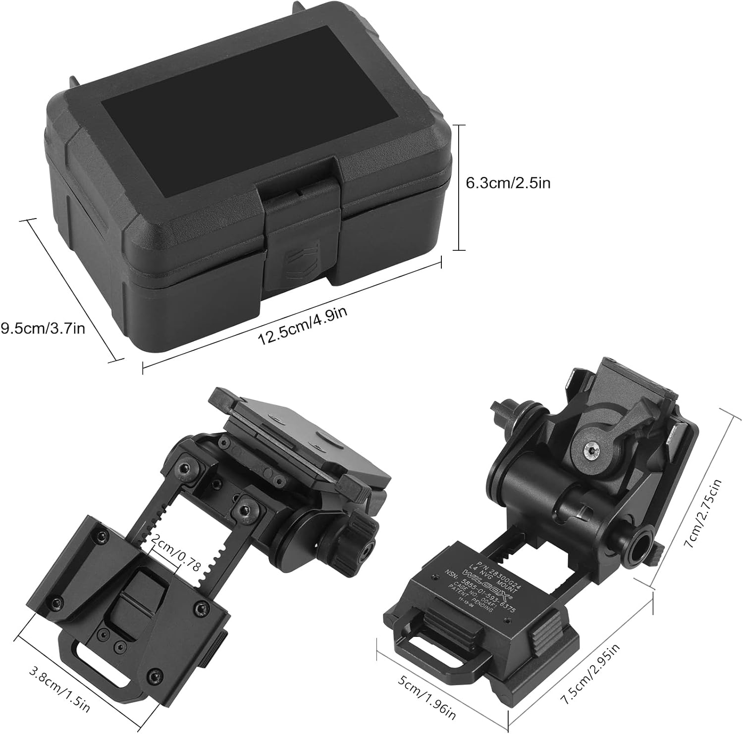Gexmil CNC PVS15/18 Night Vision Goggles Mount for L4G24 NVG Mount and Tactical Helmet Battery Pouch MK2 Helmet Battery Pack