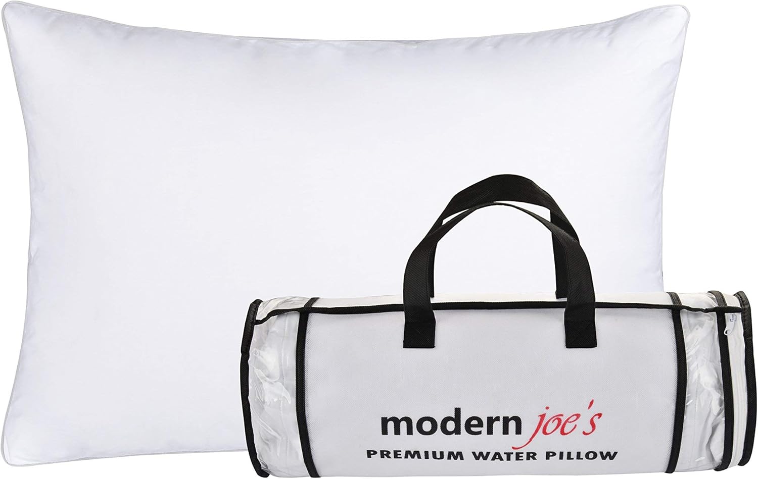 Luxurious Queen Size Water Pillow (20x28), with Extra Supportive Fiber Fill. Adjustable Orthopedic Support and Hypoallergenic Waterbase Pillow by Modern Joe’s