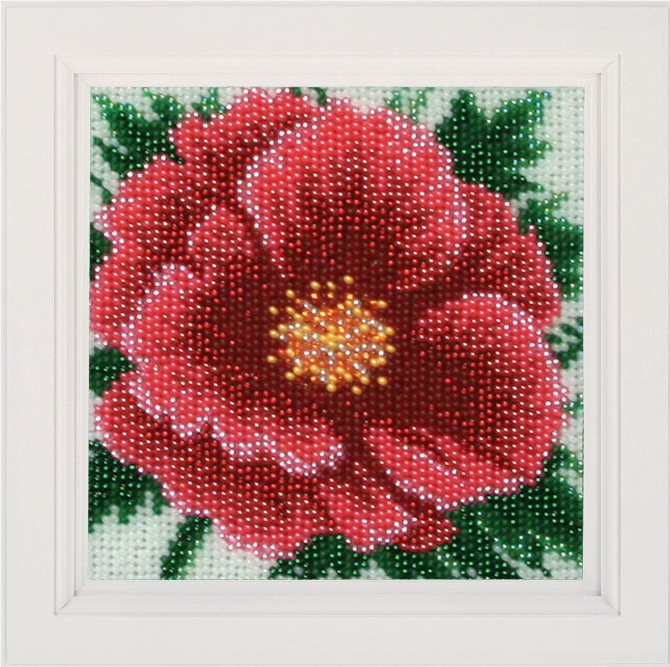 "Chinese Rose"; Bead Embroidery kit; Contemporary Embroidery; 100% Glass Seed Beads Preciosa; Needlepoint; Handcraft; Tapestry kit; Needle Arts; Decor