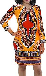 Women's Bodycon Dashiki African Midi Dresses Bohemian Vintage Club Dress with Pocket - Buy now