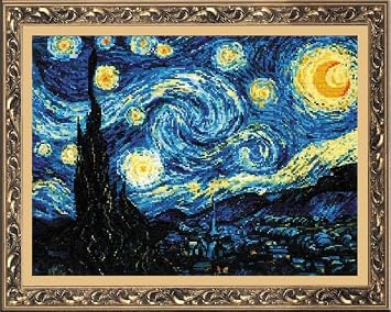 RIOLIS 1088 - Starry Night After Van Gogh's Painting - Counted Cross Stitch 15.75 x 11.75 Zweigart 14ct. White AIDA 26 Colors