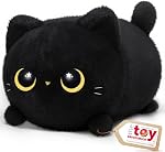 Mewaii Black Cat Plush, Cute Cat Plush Toy, Soft Kitten Plushie Cuddle Pillow, Anime Plushie Doll, Cute Stuff Toys Gift for Girls, Boys and Males (8 Inch)